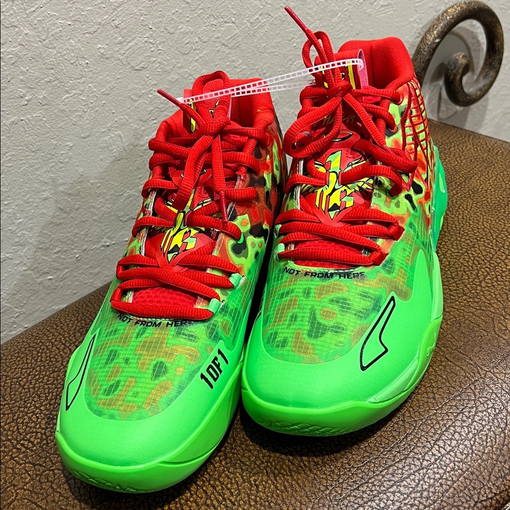 Brand New Puma LaMelo Ball Multicolored Rare Acid Green & Red Sneakers MB 1of 1!